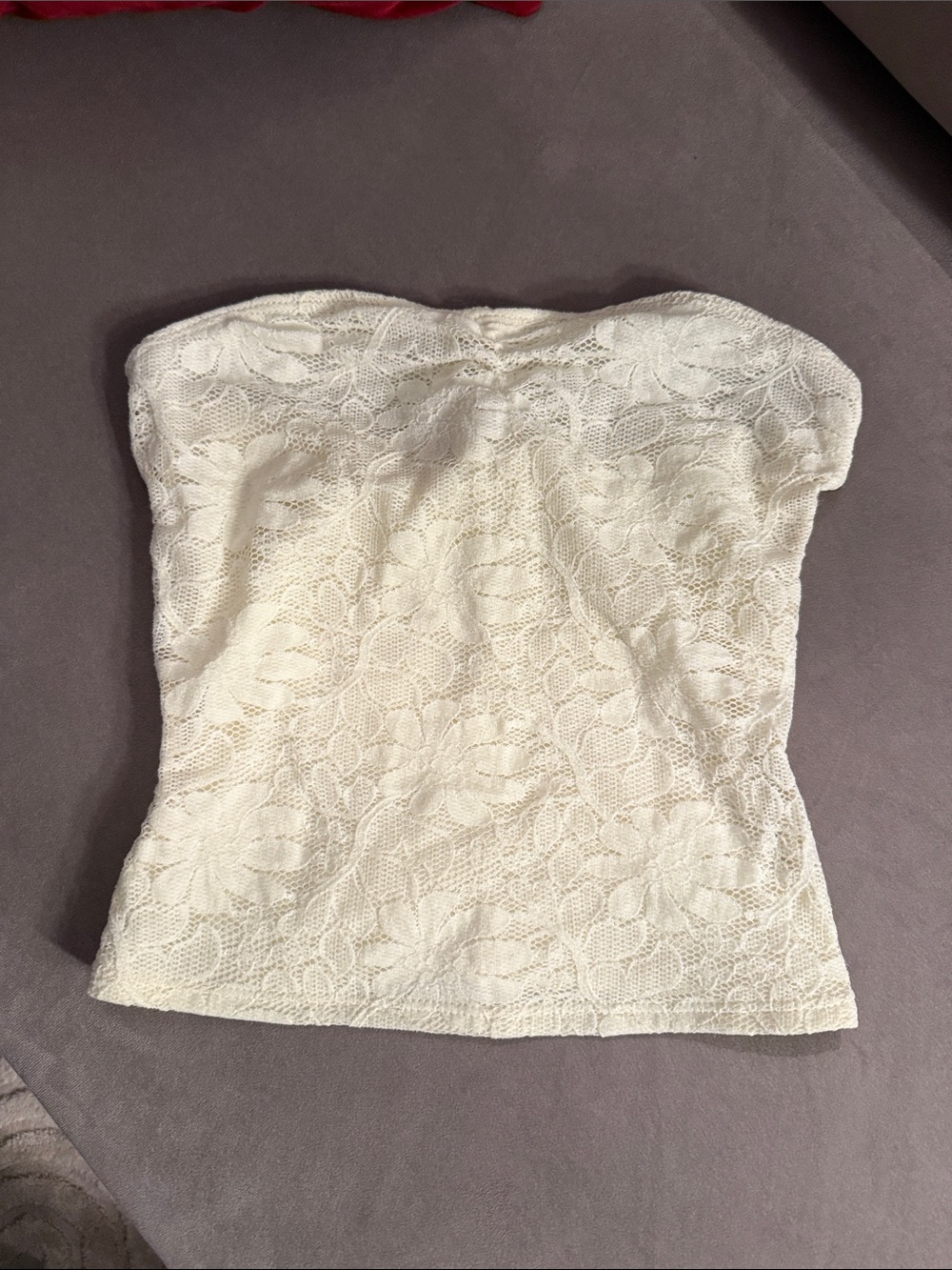 Strapless Lace Tube Top in Cream